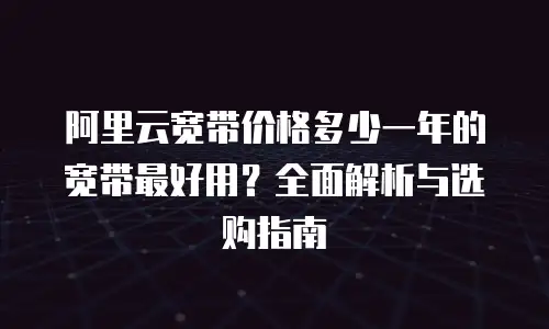 阿里云宽带价格多少一年的宽带最好用？全面解析与选购指南