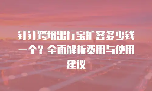 钉钉跨境出行宝扩容多少钱一个？全面解析费用与使用建议
