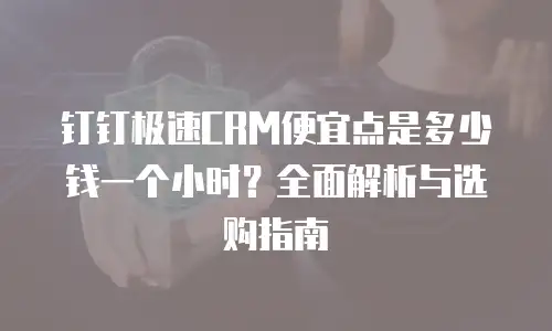 钉钉极速CRM便宜点是多少钱一个小时？全面解析与选购指南