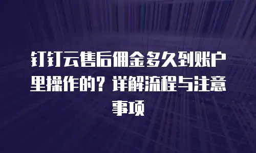 钉钉云售后佣金多久到账户里操作的？详解流程与注意事项