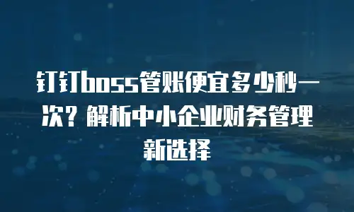 钉钉boss管账便宜多少秒一次？解析中小企业财务管理新选择