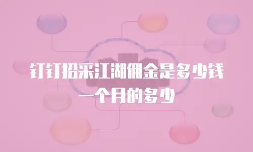 钉钉招采江湖佣金是多少钱一个月的多少