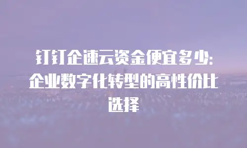 钉钉企速云资金便宜多少：企业数字化转型的高性价比选择