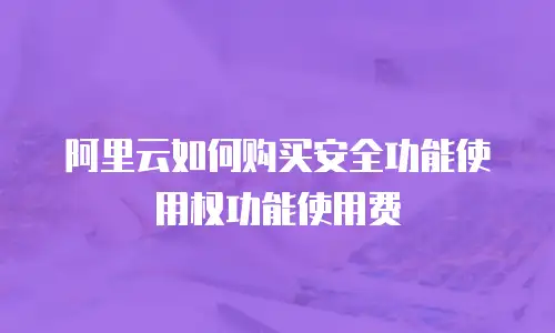 阿里云如何购买安全功能使用权功能使用费