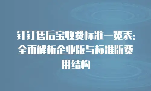 钉钉售后宝收费标准一览表：全面解析企业版与标准版费用结构