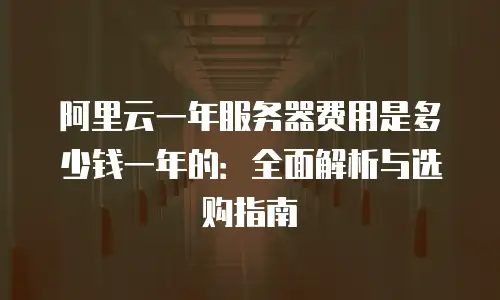 阿里云一年服务器费用是多少钱一年的：全面解析与选购指南