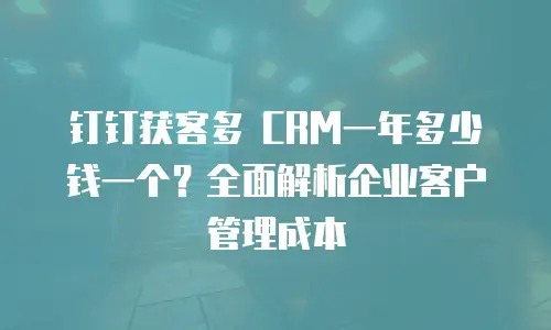 钉钉获客多 CRM一年多少钱一个？全面解析企业客户管理成本