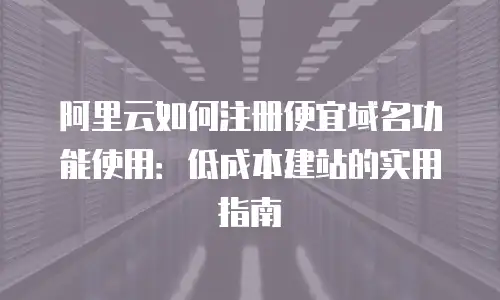 阿里云如何注册便宜域名功能使用：低成本建站的实用指南