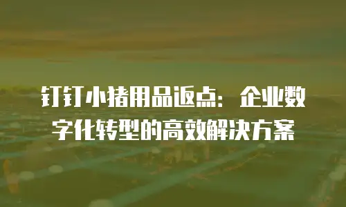 钉钉小猪用品返点：企业数字化转型的高效解决方案