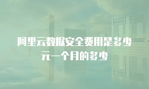 阿里云数据安全费用是多少元一个月的多少