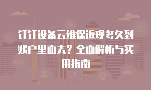 钉钉设备云维保返现多久到账户里面去？全面解析与实用指南