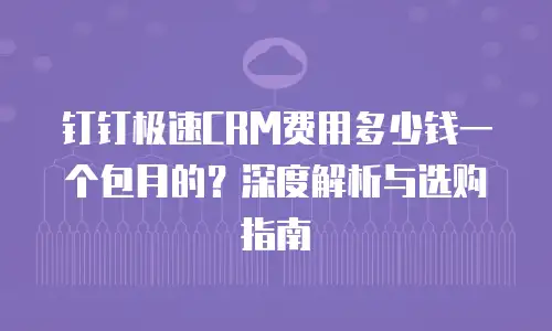 钉钉极速CRM费用多少钱一个包月的？深度解析与选购指南