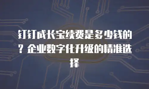 钉钉成长宝续费是多少钱的？企业数字化升级的精准选择
