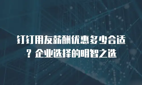 钉钉用友薪酬优惠多少合适？企业选择的明智之选