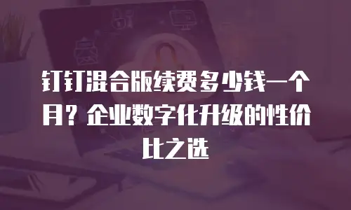 钉钉混合版续费多少钱一个月？企业数字化升级的性价比之选