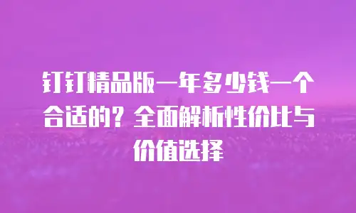 钉钉精品版一年多少钱一个合适的？全面解析性价比与价值选择