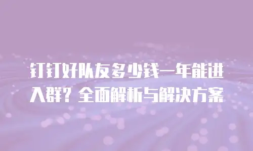 钉钉好队友多少钱一年能进入群？全面解析与解决方案