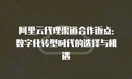 阿里云代理渠道合作返点：数字化转型时代的选择与机遇