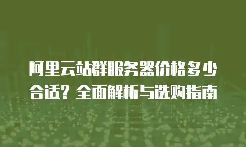 阿里云站群服务器价格多少合适？全面解析与选购指南
