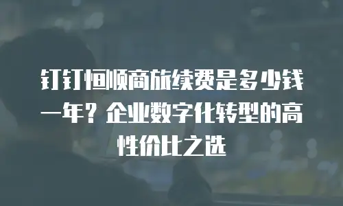 钉钉恒顺商旅续费是多少钱一年？企业数字化转型的高性价比之选