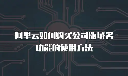 阿里云如何购买公司版域名功能的使用方法