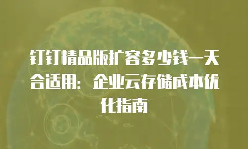 钉钉精品版扩容多少钱一天合适用：企业云存储成本优化指南