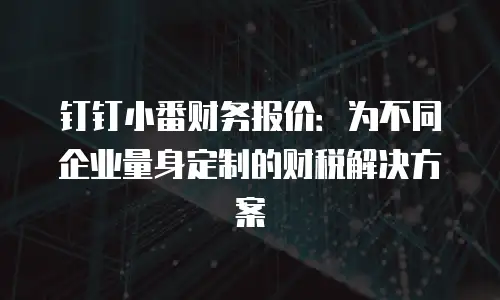 钉钉小番财务报价：为不同企业量身定制的财税解决方案