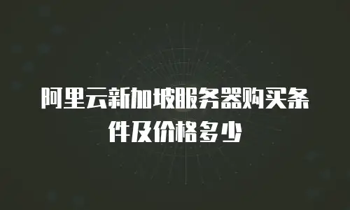 阿里云新加坡服务器购买条件及价格多少