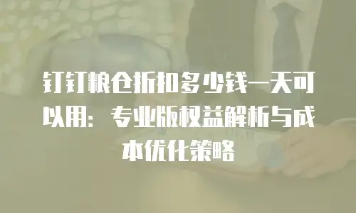 钉钉粮仓折扣多少钱一天可以用：专业版权益解析与成本优化策略