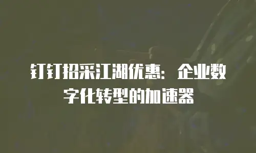 钉钉招采江湖优惠：企业数字化转型的加速器