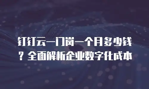 钉钉云一门岗一个月多少钱？全面解析企业数字化成本