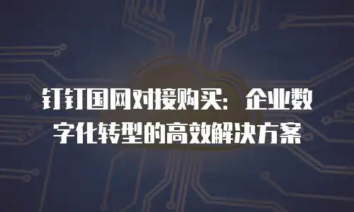 钉钉国网对接购买：企业数字化转型的高效解决方案