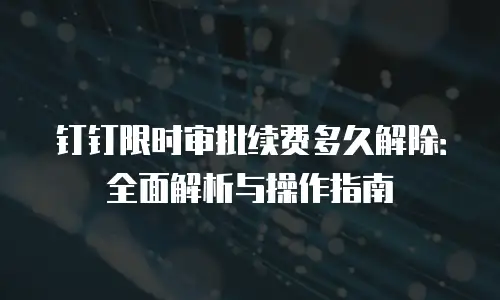 钉钉限时审批续费多久解除：全面解析与操作指南