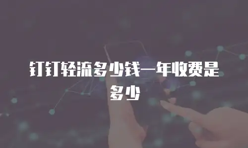 钉钉轻流多少钱一年收费是多少