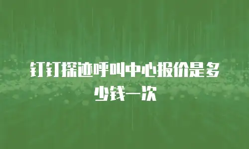 钉钉探迹呼叫中心报价是多少钱一次