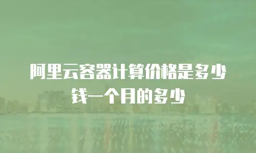 阿里云容器计算价格是多少钱一个月的多少
