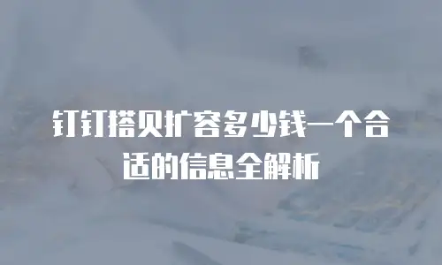 钉钉搭贝扩容多少钱一个合适的信息全解析