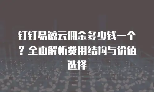 钉钉易鲸云佣金多少钱一个？全面解析费用结构与价值选择