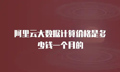 阿里云大数据计算价格是多少钱一个月的
