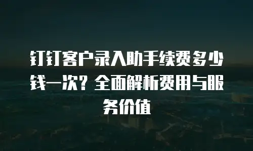 钉钉客户录入助手续费多少钱一次？全面解析费用与服务价值