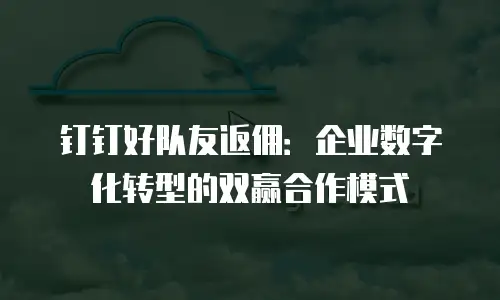 钉钉好队友返佣：企业数字化转型的双赢合作模式