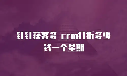 钉钉获客多 crm打折多少钱一个星期