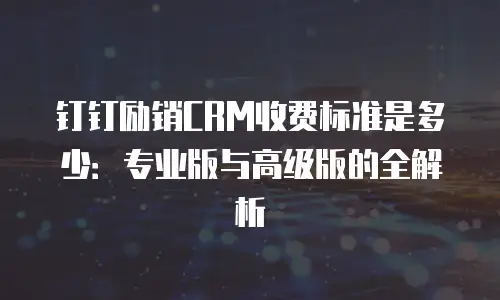 钉钉励销CRM收费标准是多少：专业版与高级版的全解析
