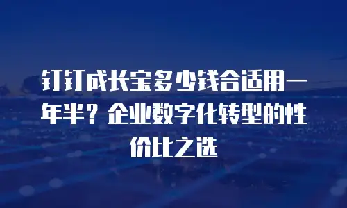钉钉成长宝多少钱合适用一年半？企业数字化转型的性价比之选