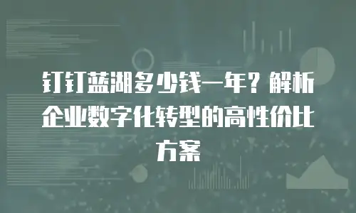 钉钉蓝湖多少钱一年？解析企业数字化转型的高性价比方案