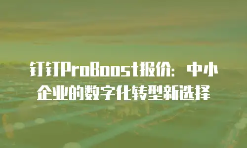钉钉ProBoost报价：中小企业的数字化转型新选择