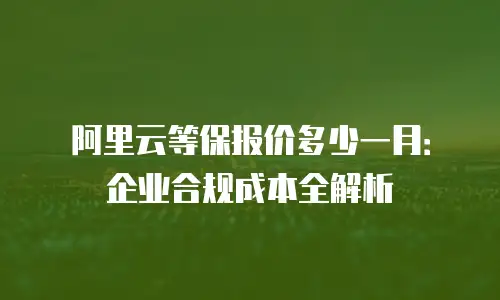 阿里云等保报价多少一月：企业合规成本全解析