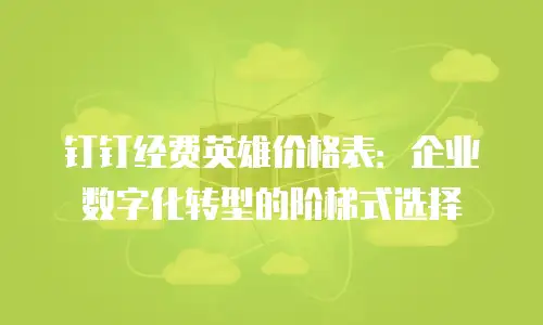 钉钉经费英雄价格表：企业数字化转型的阶梯式选择