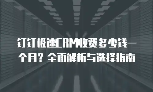 钉钉极速CRM收费多少钱一个月？全面解析与选择指南