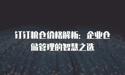 钉钉粮仓价格解析：企业仓储管理的智慧之选